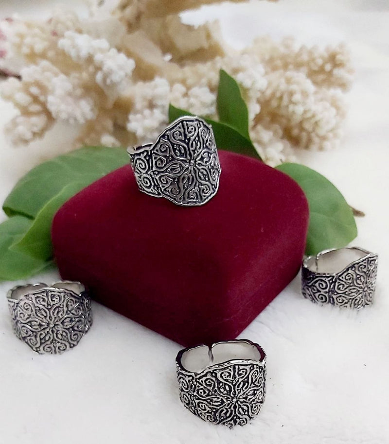 Engraved Silver-Plated Pure Copper Ring
