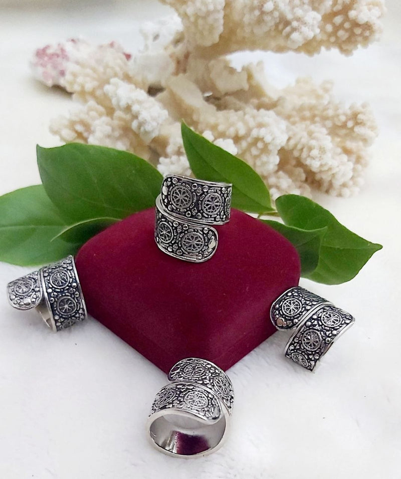 Engraved Silver-Plated Pure Copper Ring