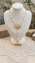 Natural pearl and gold-plated necklace (65 cm)
