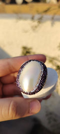 Shell pearl free size ring