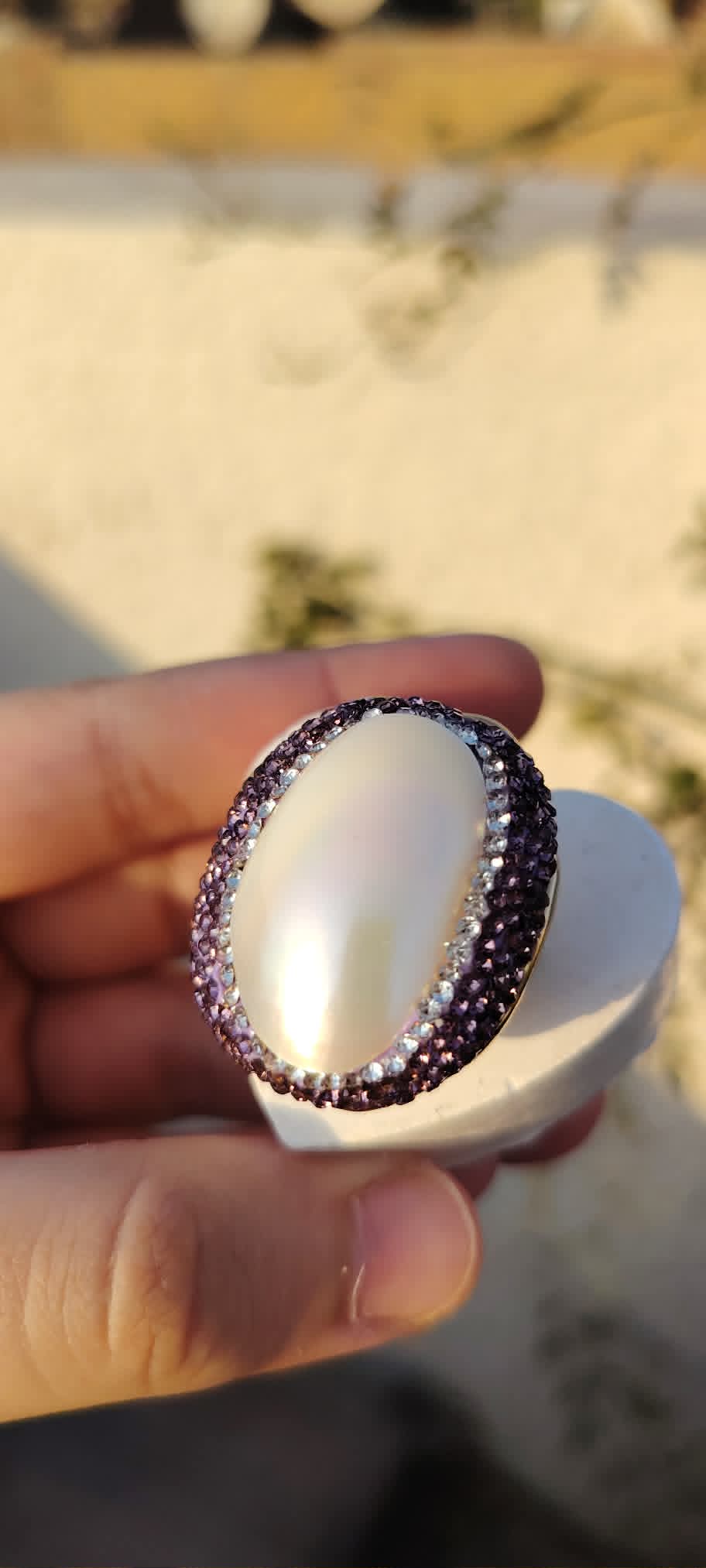 Shell pearl free size ring
