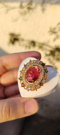 Gold plated free size ring with 3 colors