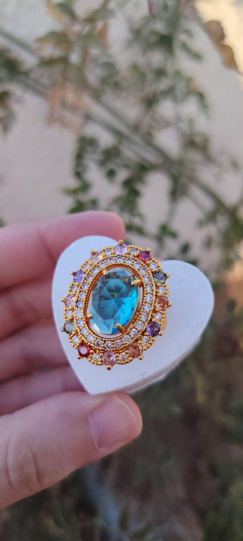 Gold plated free size ring with 3 colors