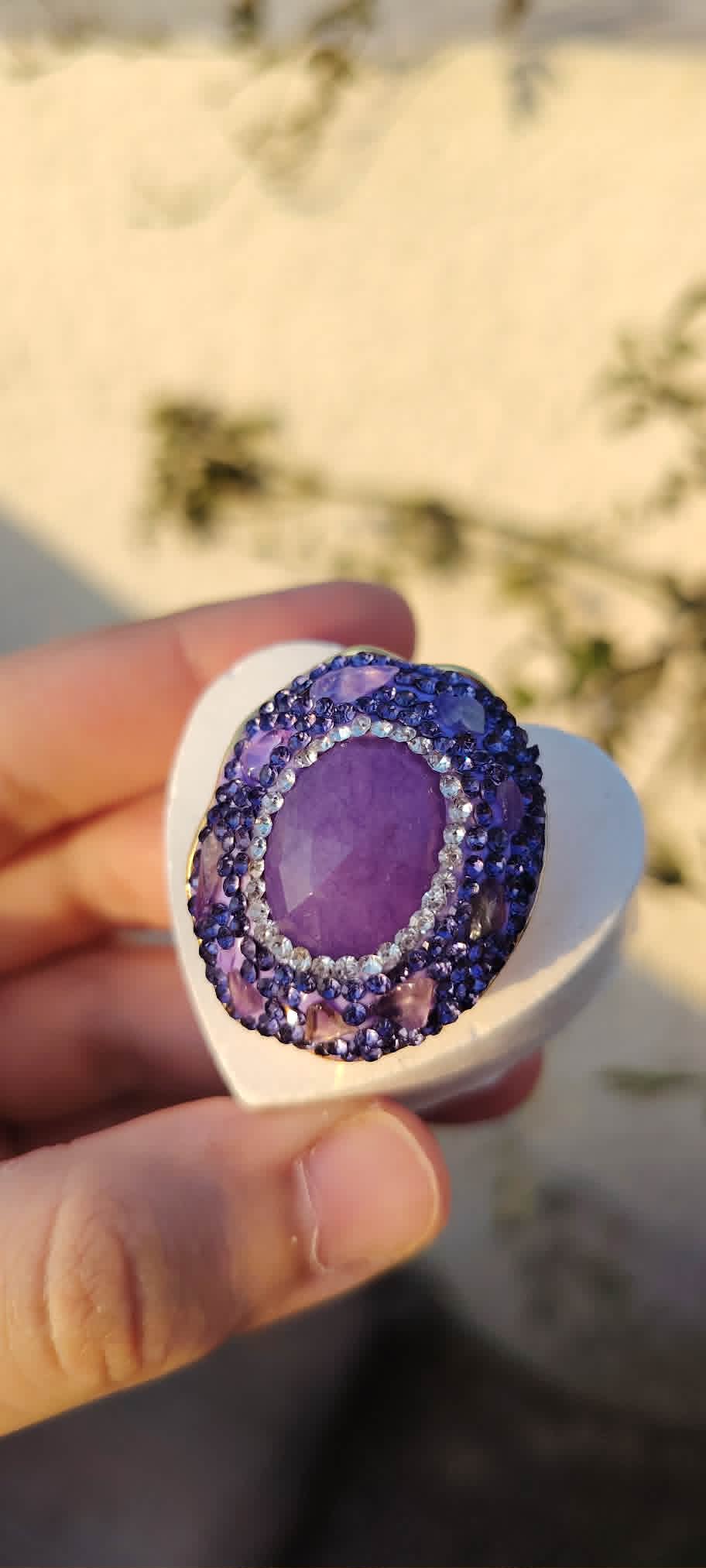 Pure Amethyst Stone free size ring
