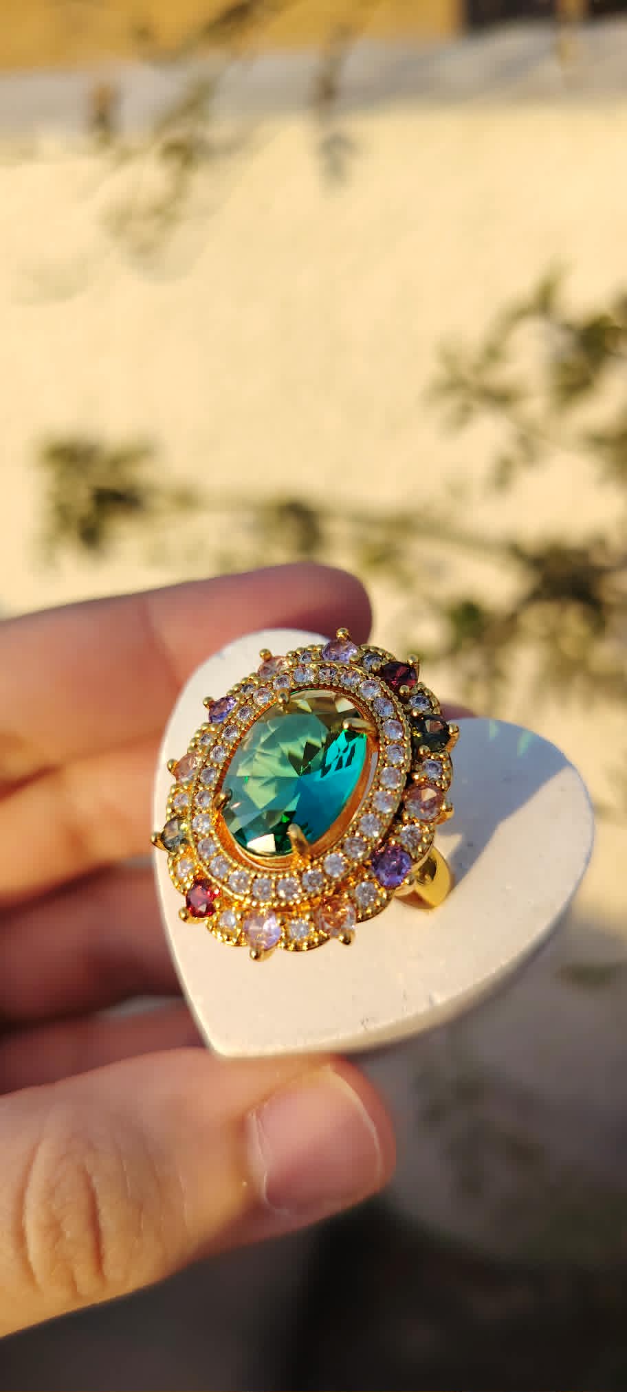 Gold plated free size ring with 3 colors