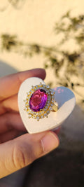 Purple gold plated free size ring