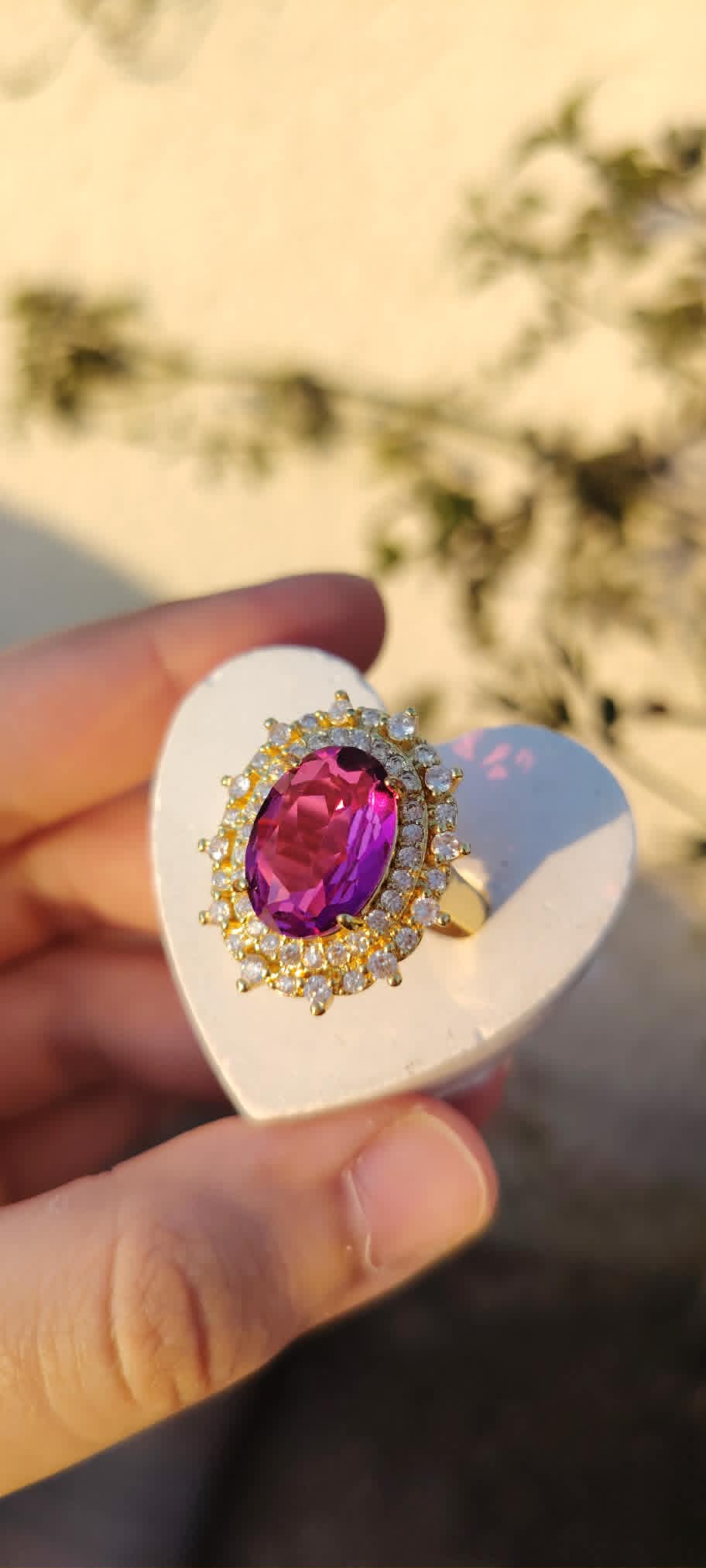 Purple gold plated free size ring