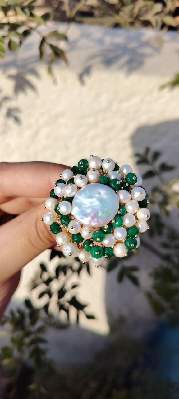 Pure pearl ring free size