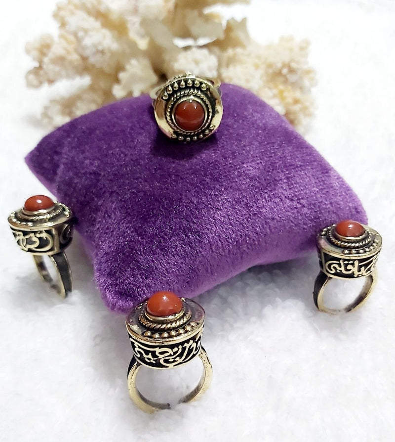 Arabic Calligraphy Copper Ring with Stone