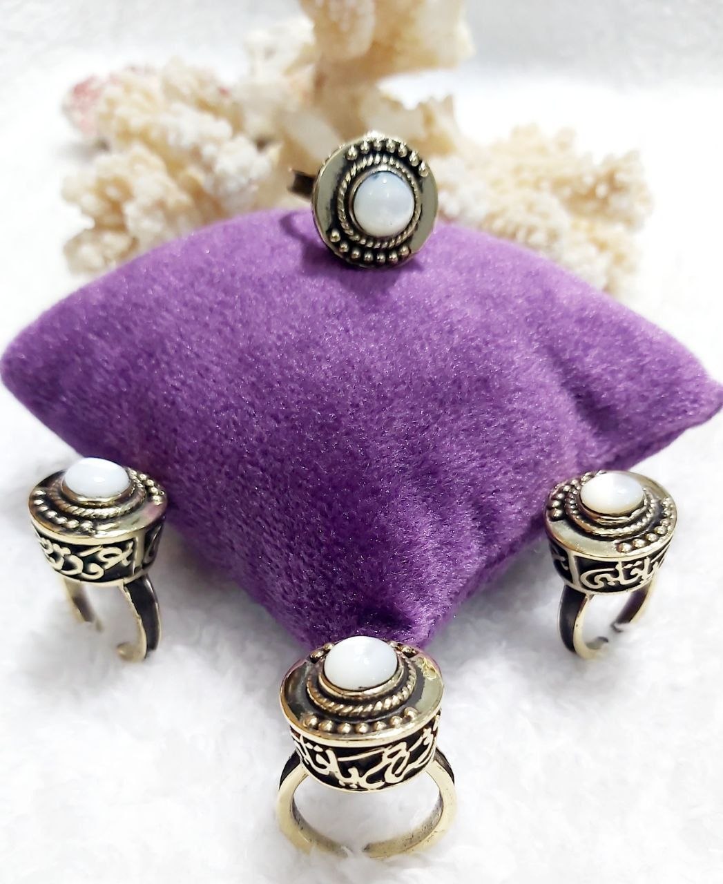 Arabic Calligraphy Copper Ring with Stone