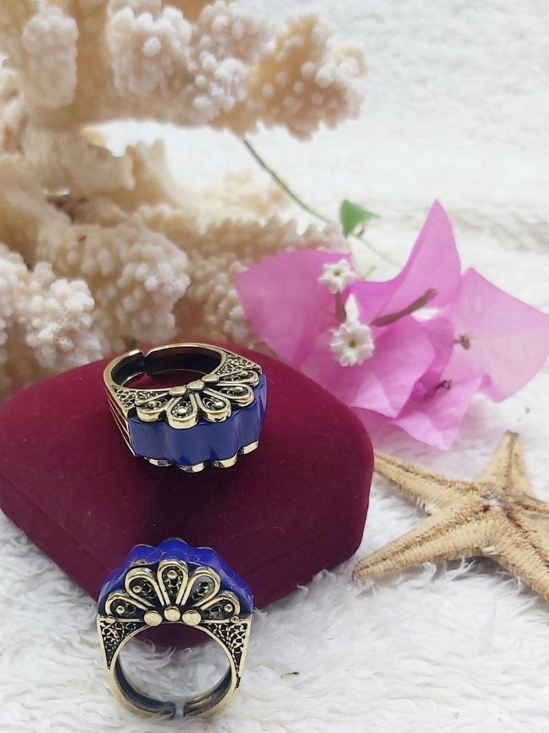 Crown Filigree Pure Copper Stone Ring
