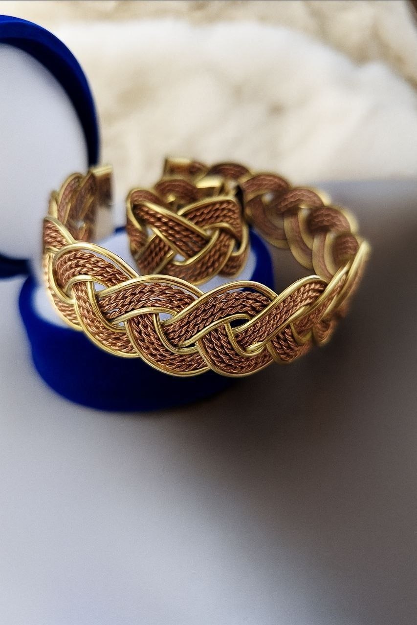 Mixed Red & Yellow Copper Braided Bracelet