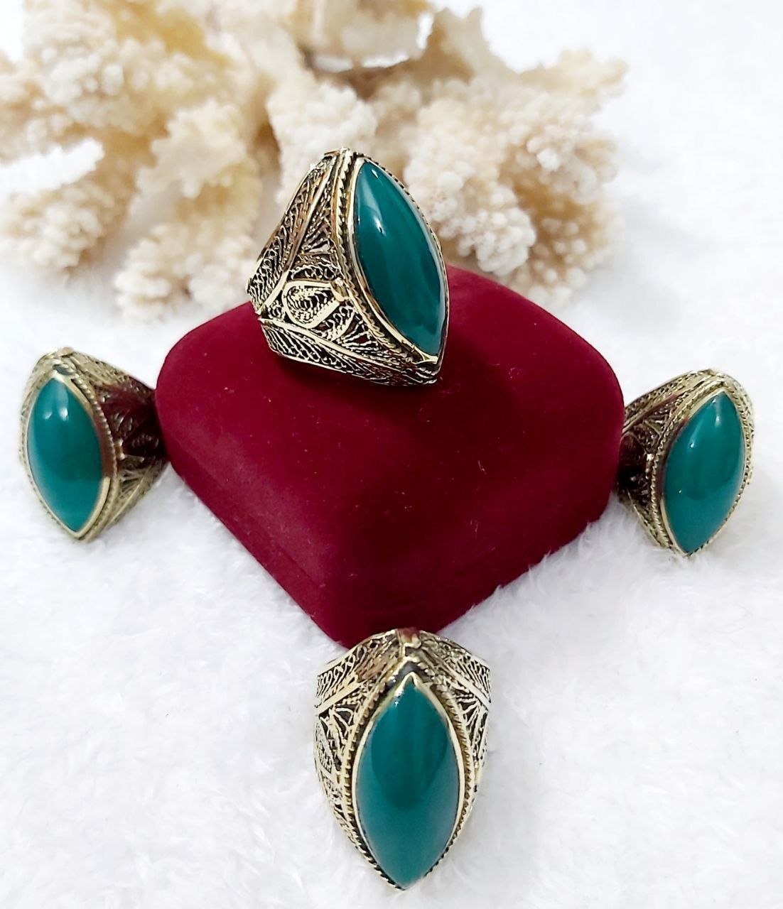 Filigree Copper Ring with Stone