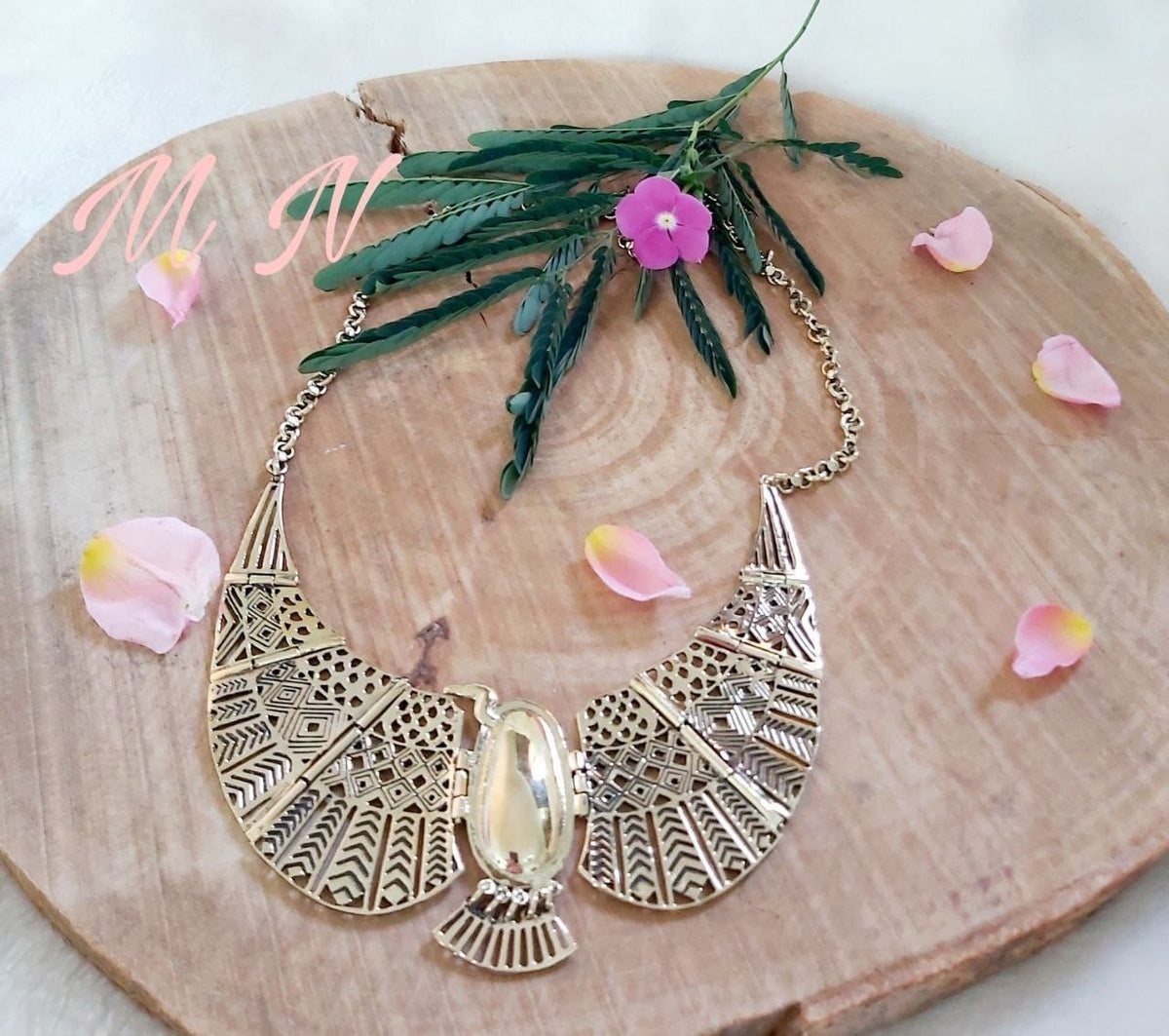 Pharaonic Eagle Pure Copper Statement Necklace