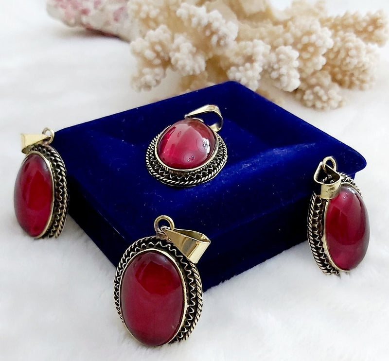 Large Oval Stone Pure Copper Pendant