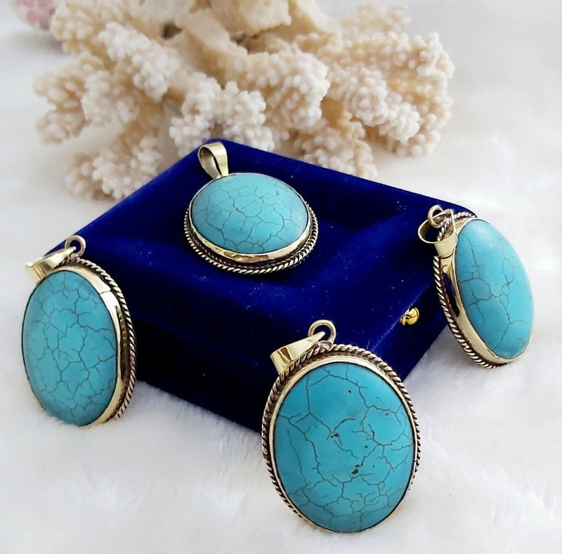 Oval Stone Pure Copper Pendant