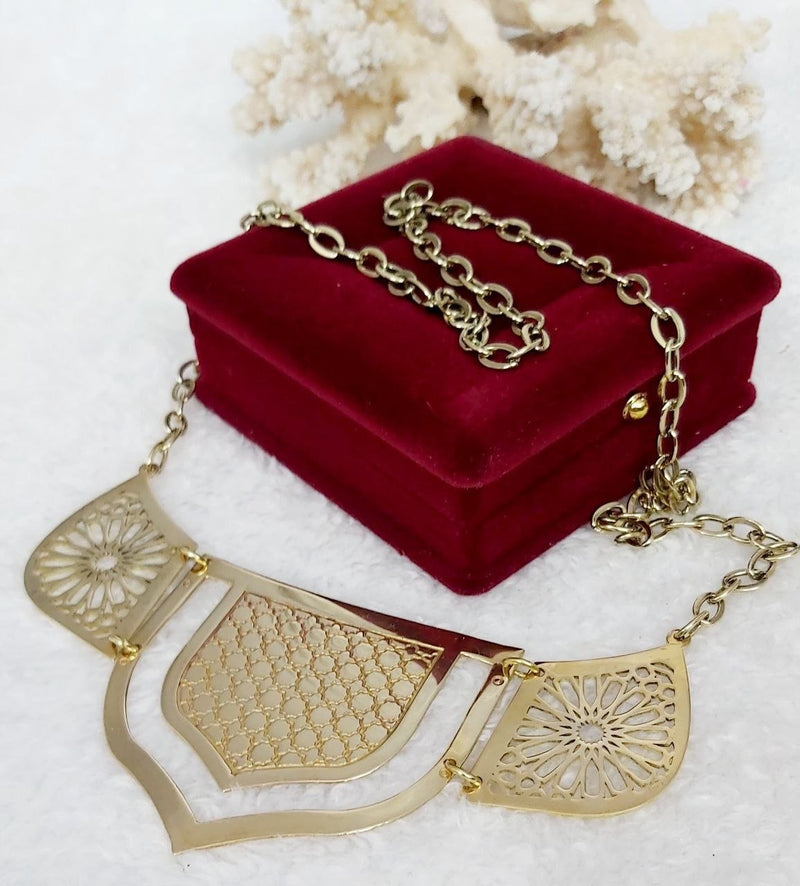 Geometric Filigree Pure Copper Statement Necklace