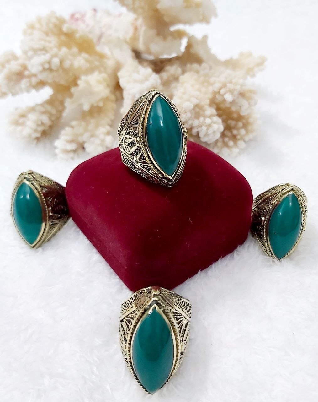 Filigree Copper Ring with Stone