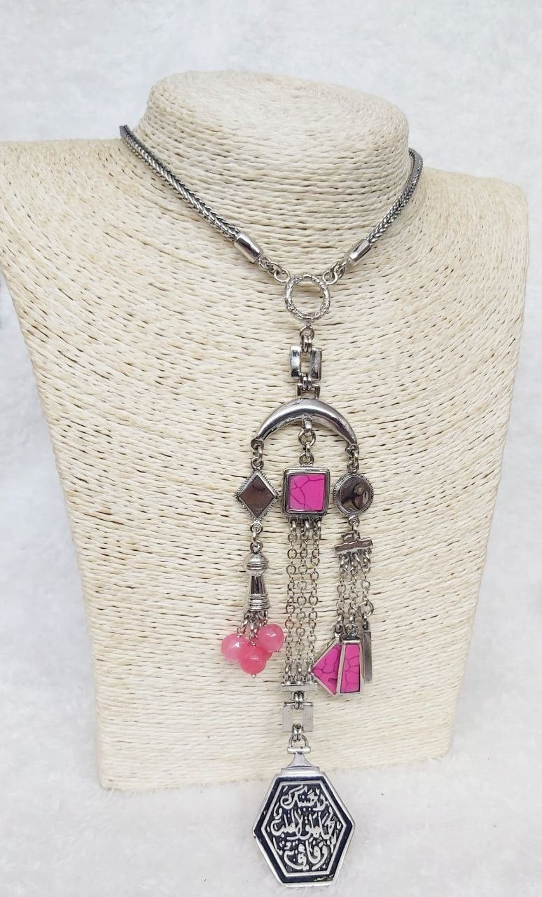 Ahbbbtk Silver-Plated Multi-Charm Necklace