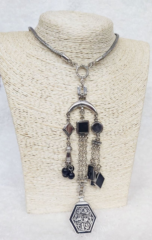 Ahbbbtk Silver-Plated Multi-Charm Necklace