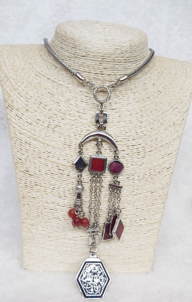 Ahbbbtk Silver-Plated Multi-Charm Necklace