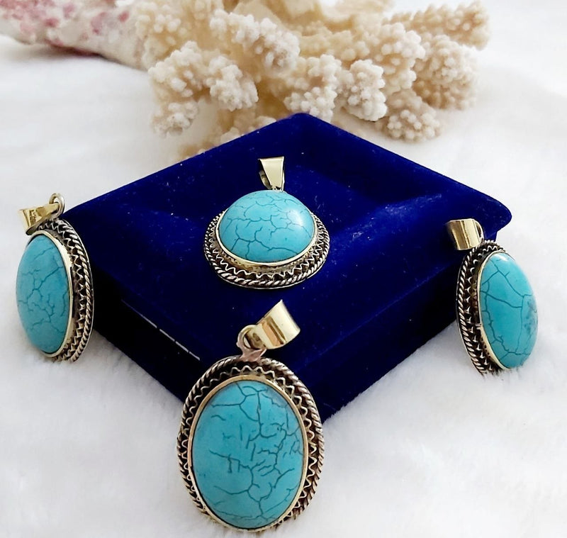 Large Oval Stone Pure Copper Pendant
