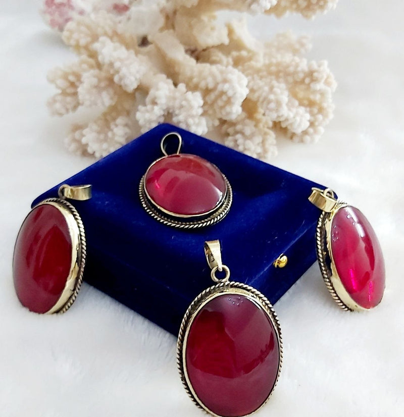 Oval Stone Pure Copper Pendant