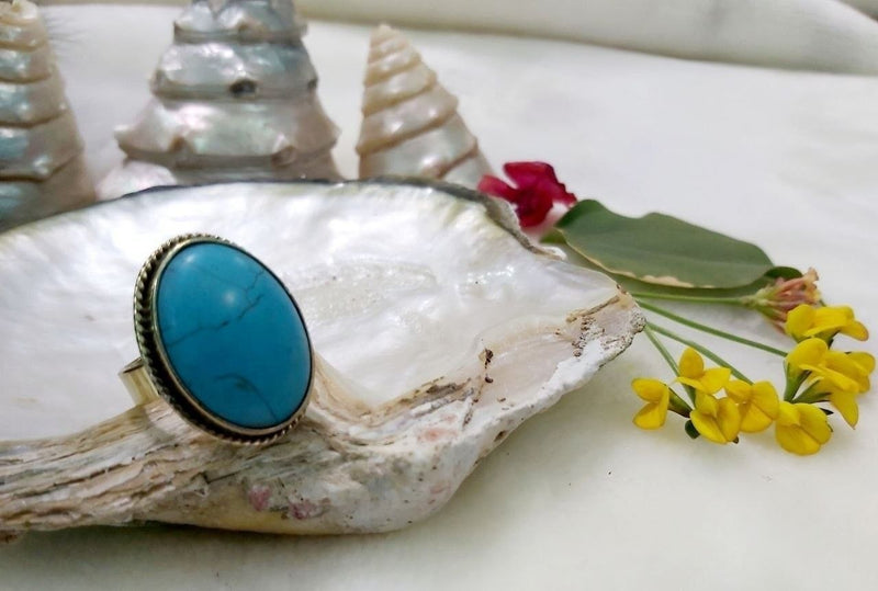 Rope-Twist Bezel Pure Copper Stone Ring