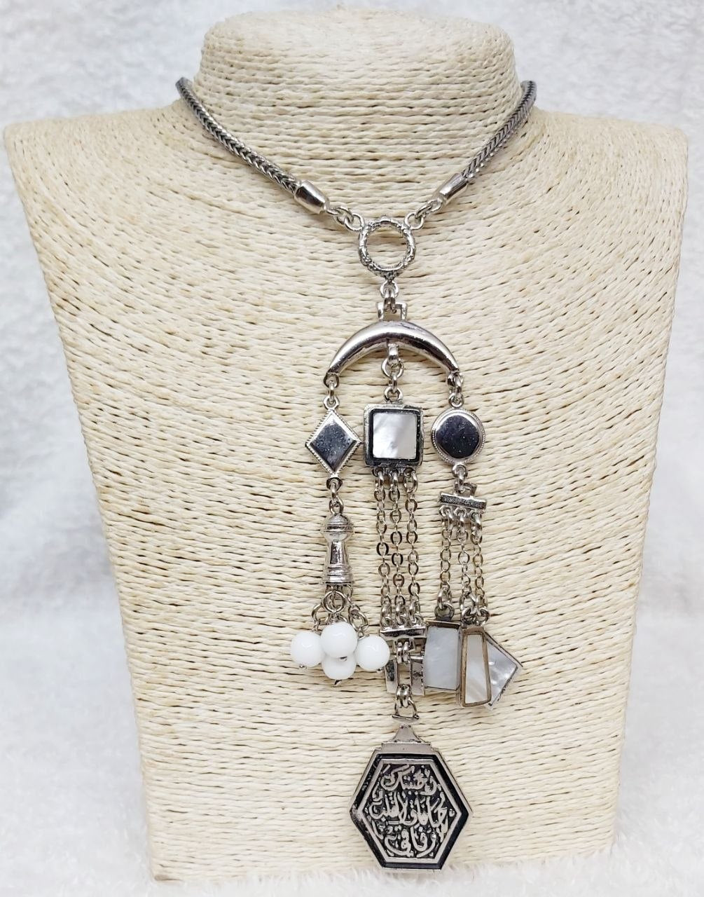 Ahbbbtk Silver-Plated Multi-Charm Necklace