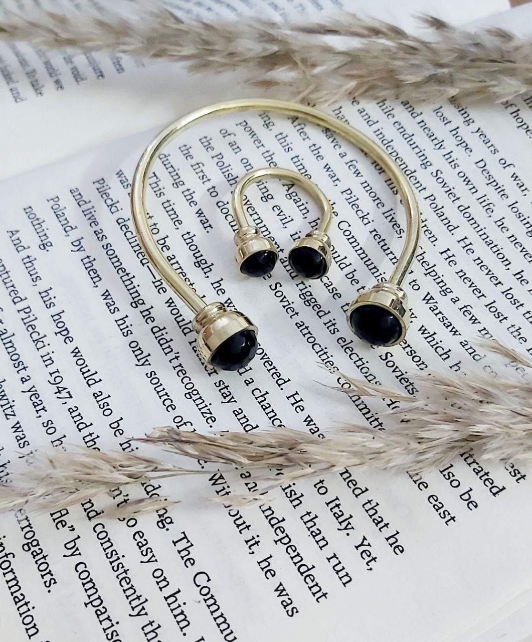 Open Copper Bangle Set with Stone Tips