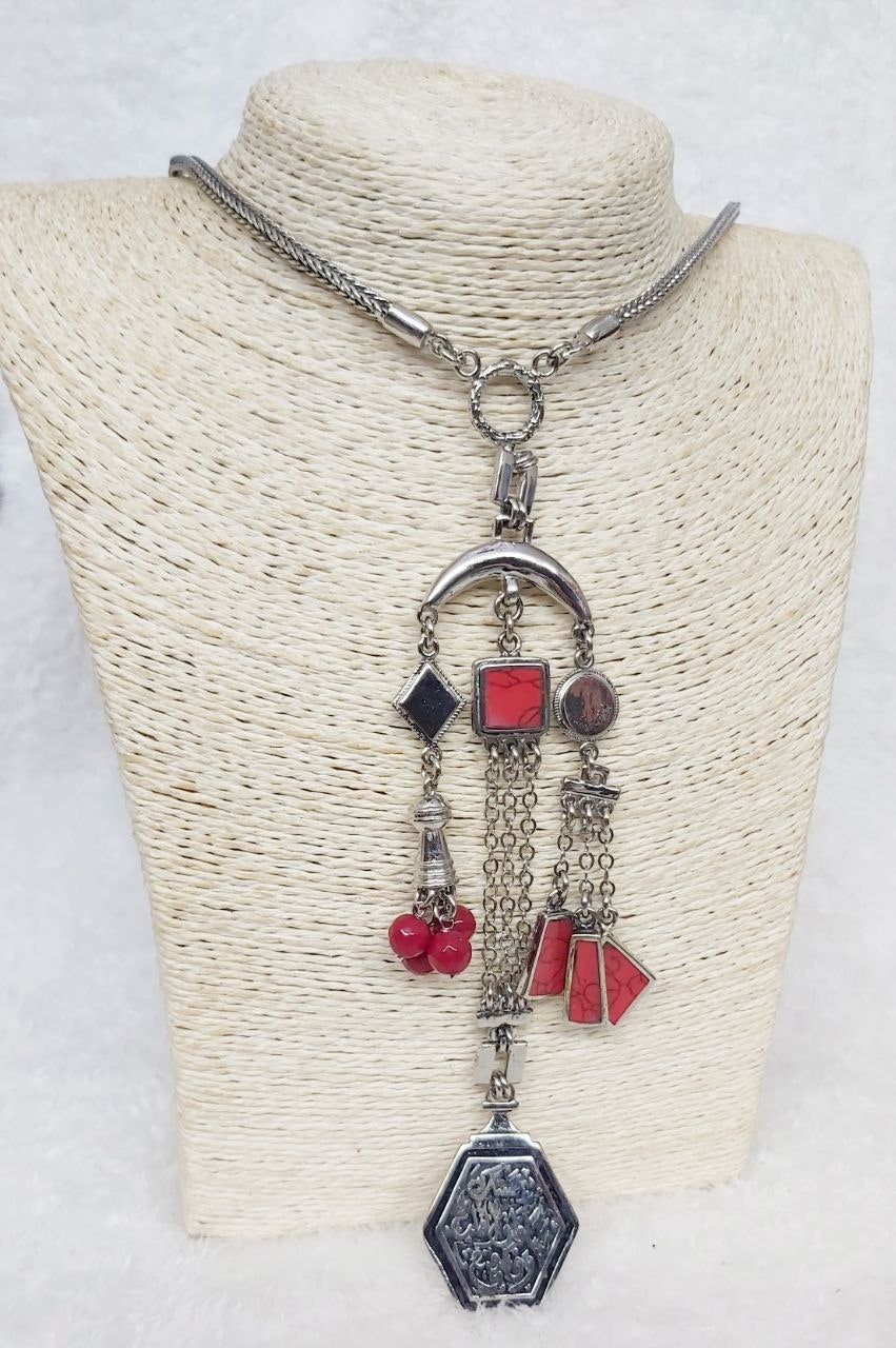 Ahbbbtk Silver-Plated Multi-Charm Necklace
