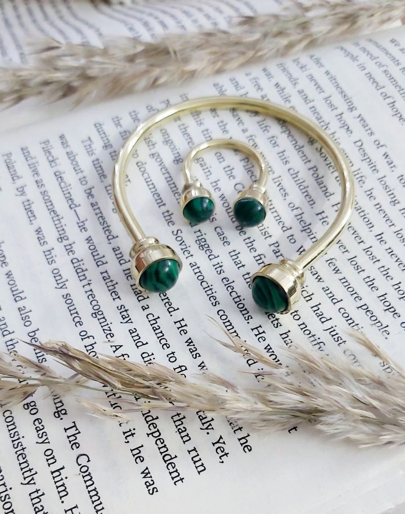 Open Copper Bangle Set with Stone Tips