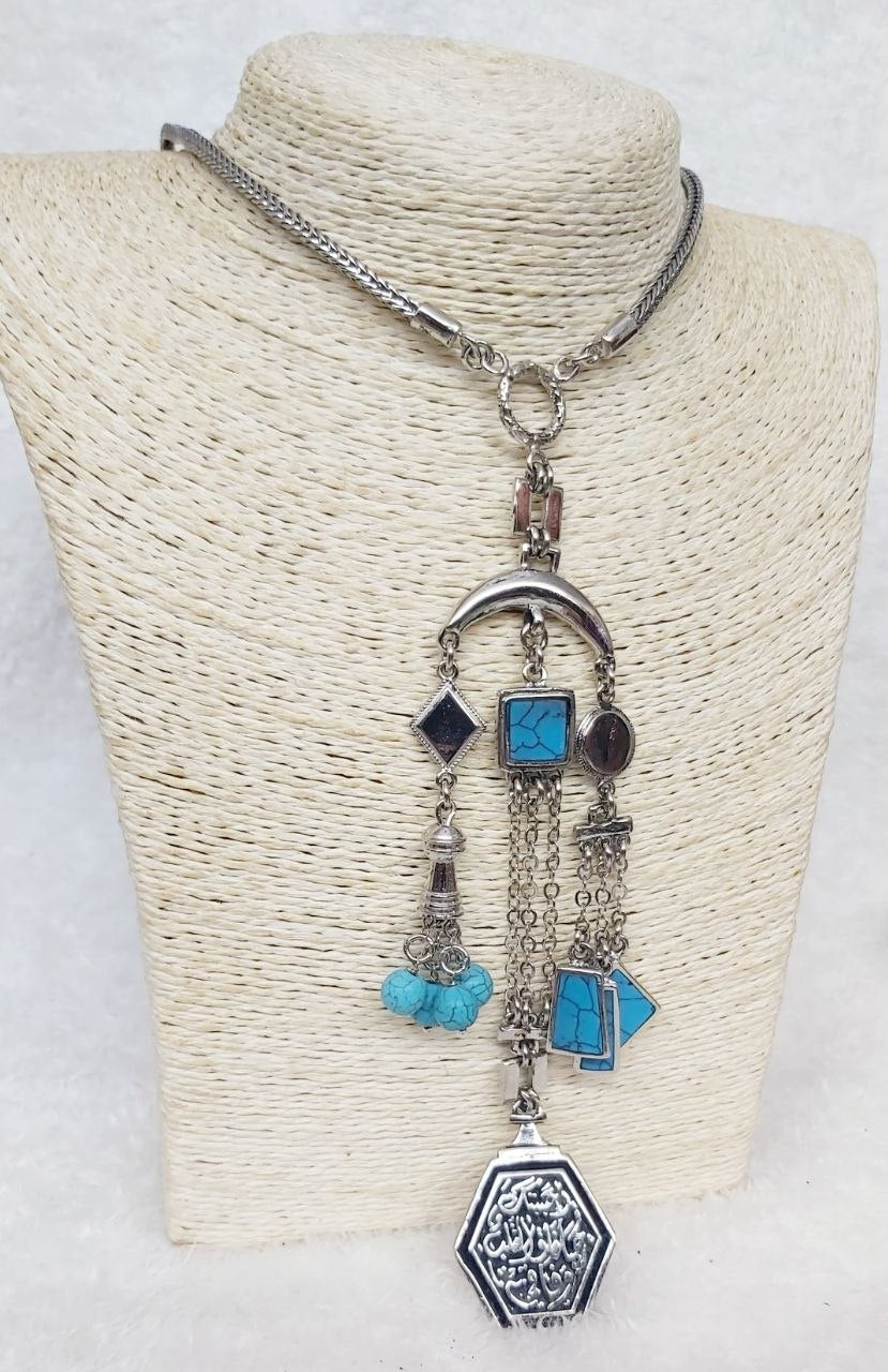 Ahbbbtk Silver-Plated Multi-Charm Necklace