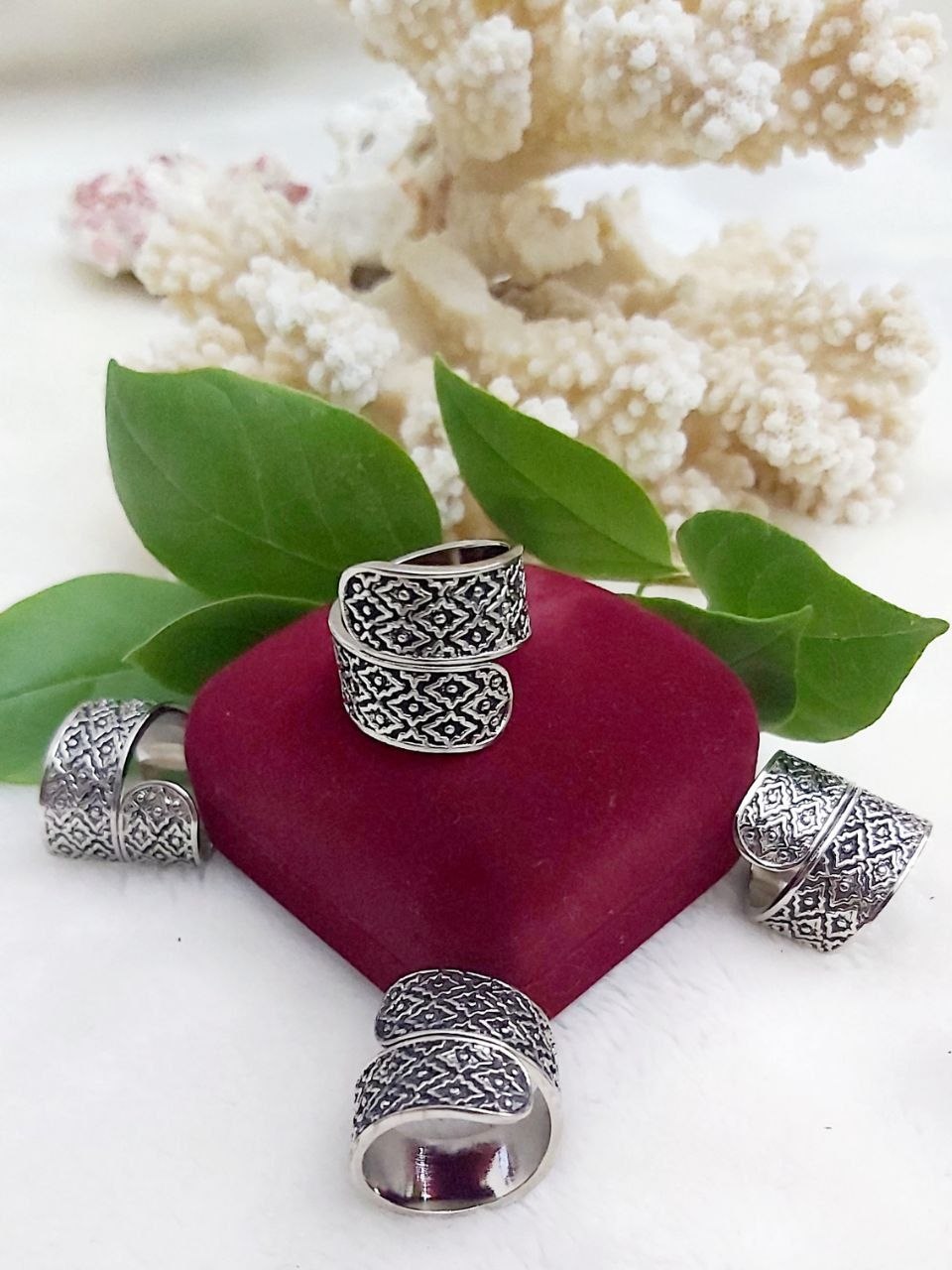 Engraved Silver-Plated Pure Copper Ring