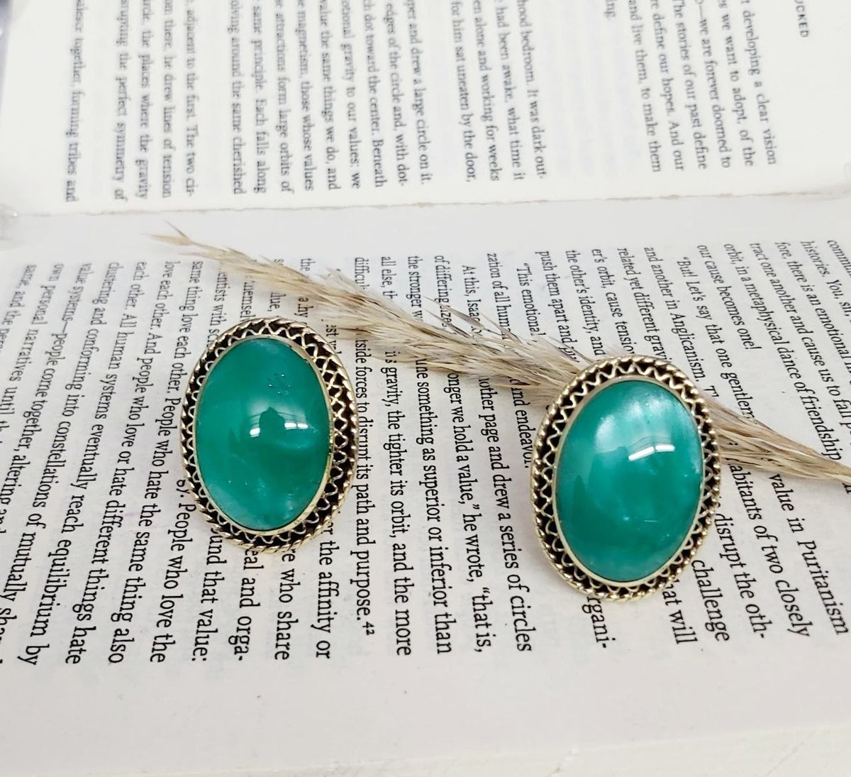 Oval Stone Copper Ring