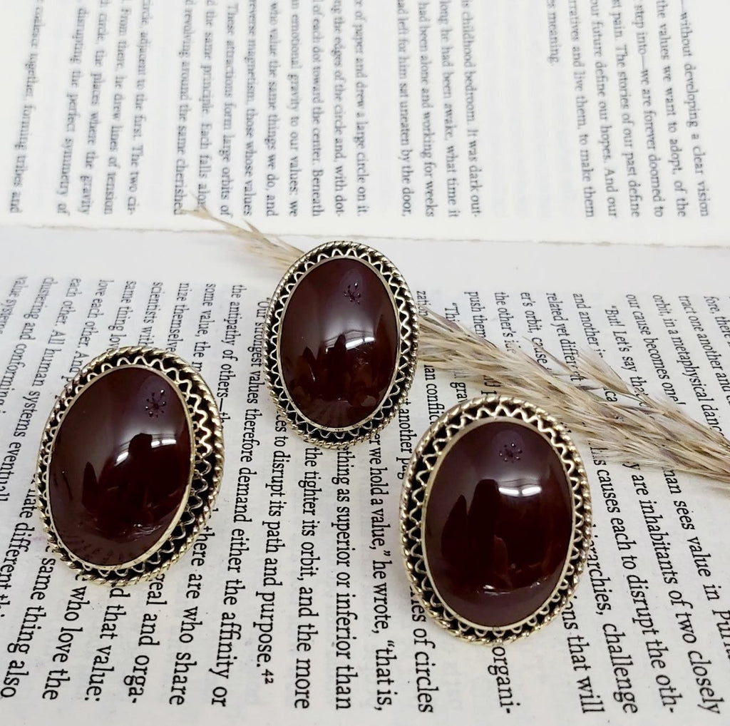 Oval Stone Copper Ring
