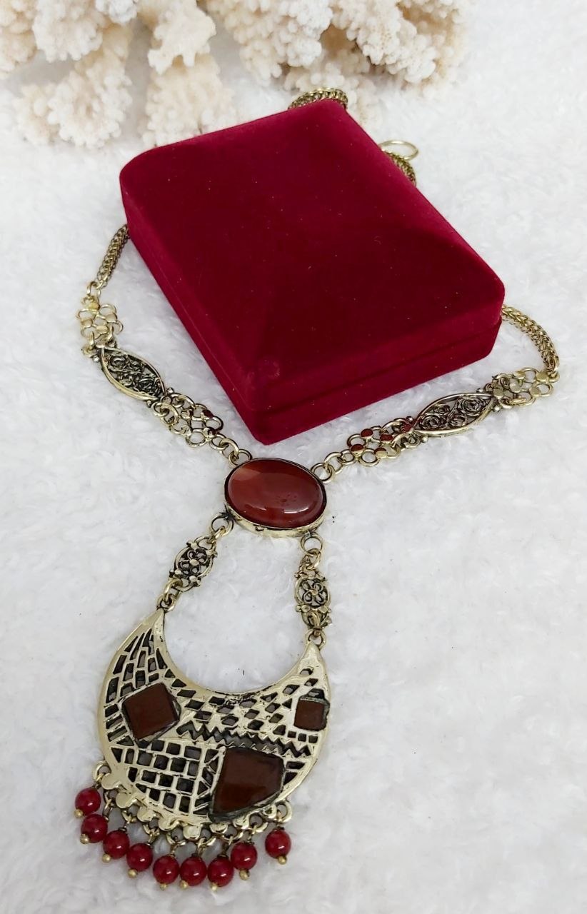 Bedouin Pure Copper Necklace with Stone