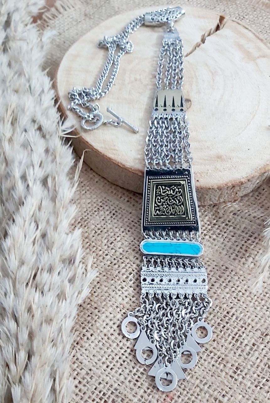 Grafette Arabic Calligraphy Silver-Plated Statement Necklace