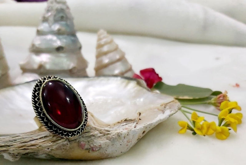 Scalloped Bezel Pure Copper Stone Ring