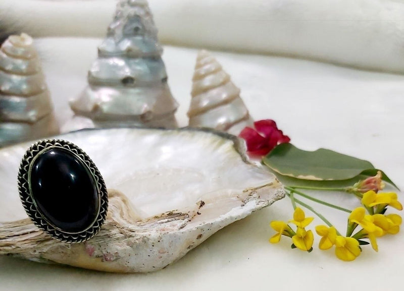 Scalloped Bezel Pure Copper Stone Ring
