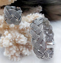 Braided Silver-Plated Pure Copper Bracelet & Ring Set