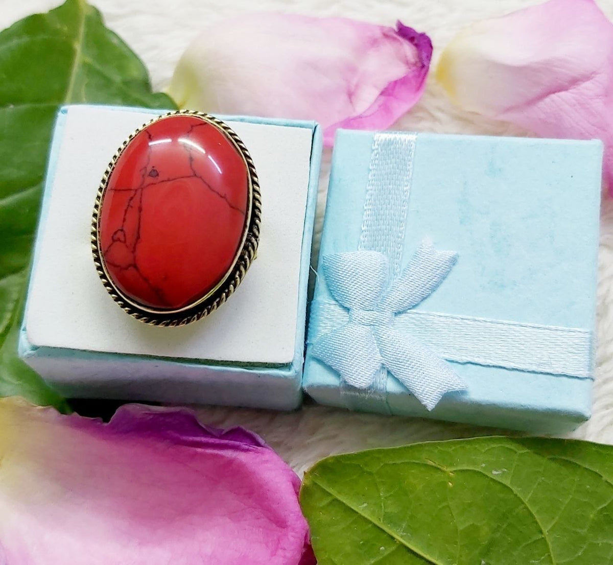 Rope-Twist Bezel Pure Copper Stone Ring
