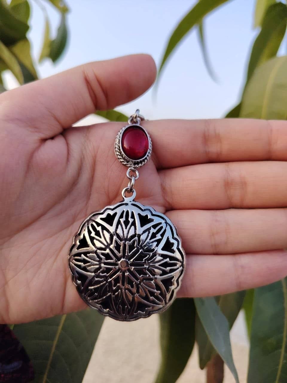 Silver-Plated Filigree Medallion Bag Charm