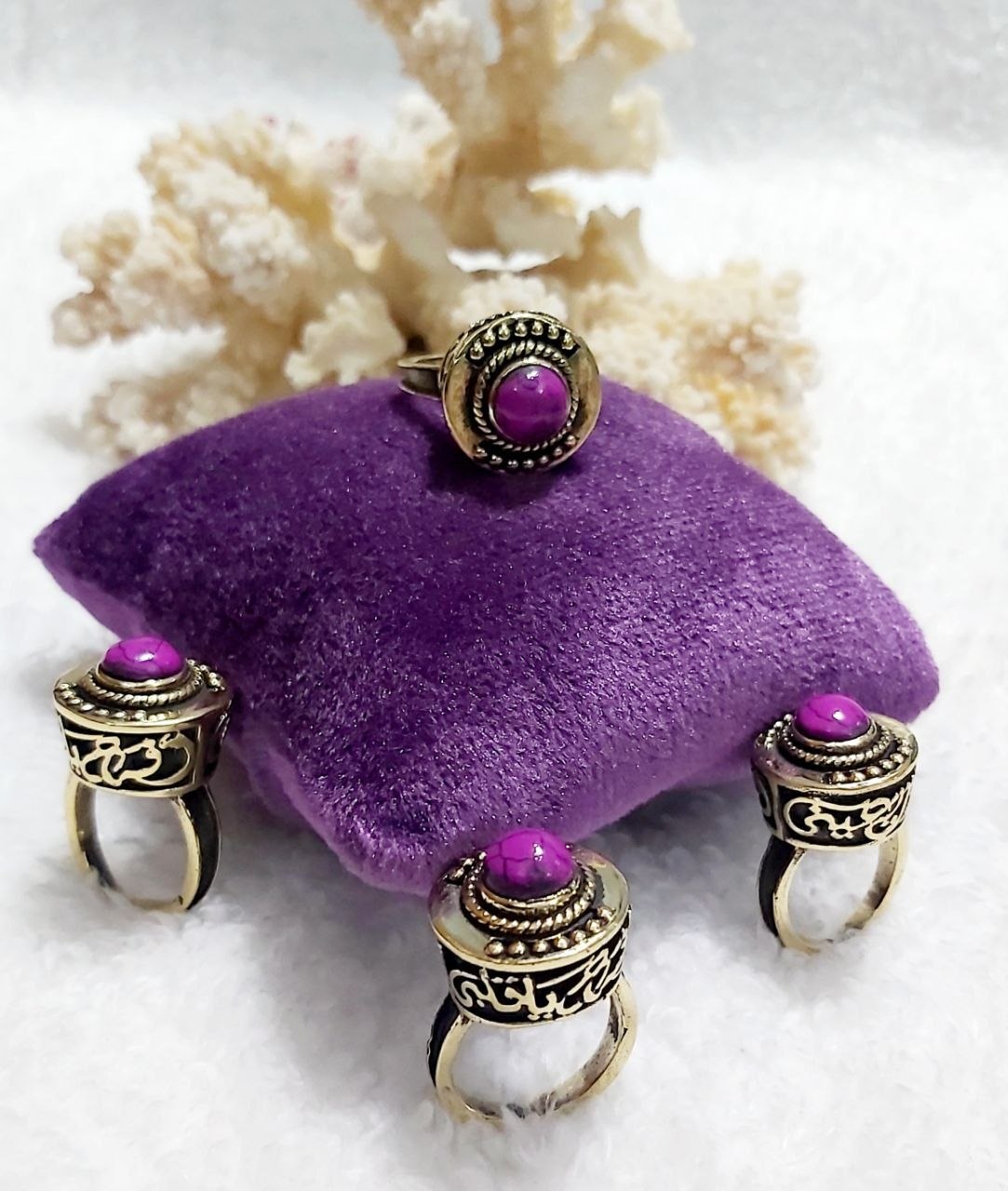 Arabic Calligraphy Copper Ring with Stone