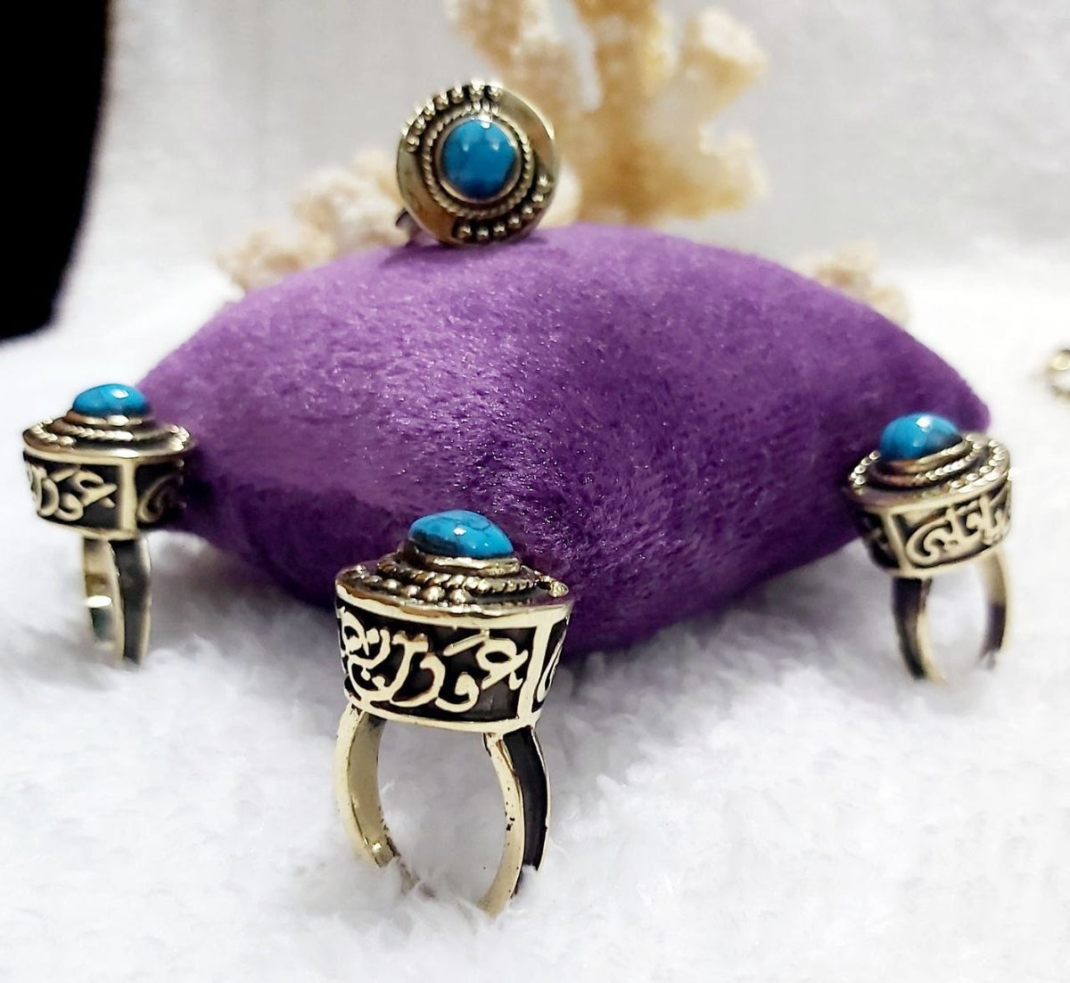 Arabic Calligraphy Copper Ring with Stone