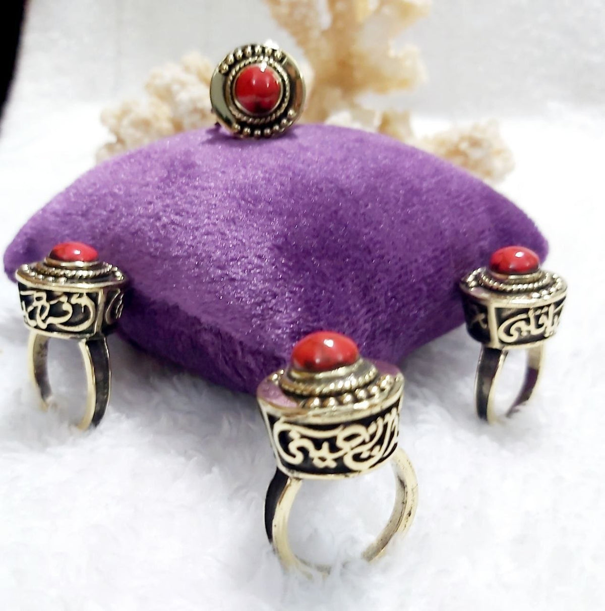 Arabic Calligraphy Copper Ring with Stone