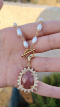 Pure pearl with pure cherry Quartz stone